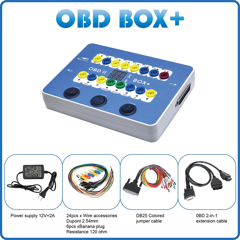 

CANBUS Protocol OBDII Breakout Box - OBD BOX+ Pro ECU Bench Connector + Electronic Current Display Auto Diagnostic Tool