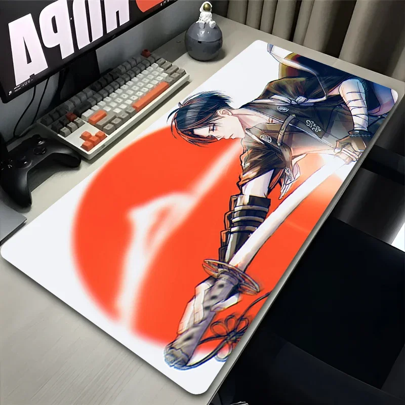 

Japan Anime Leather Mousepad PC Gamer Cabinet Keyboard Rug Levi Ackerman Extended Desk Mat Laptop Attack on Titan Mouse Pad