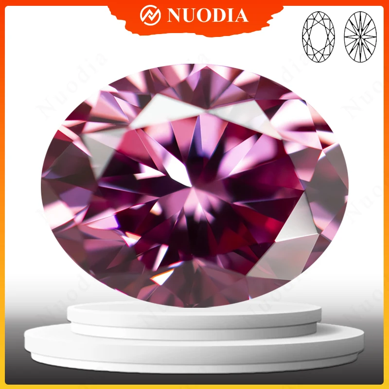 New Dark pink Moissanite Stone With Certificate Oval Cut 0.5-5.0ct Certified Moissanite Loose Gemstone Positive Pass Tester DIY