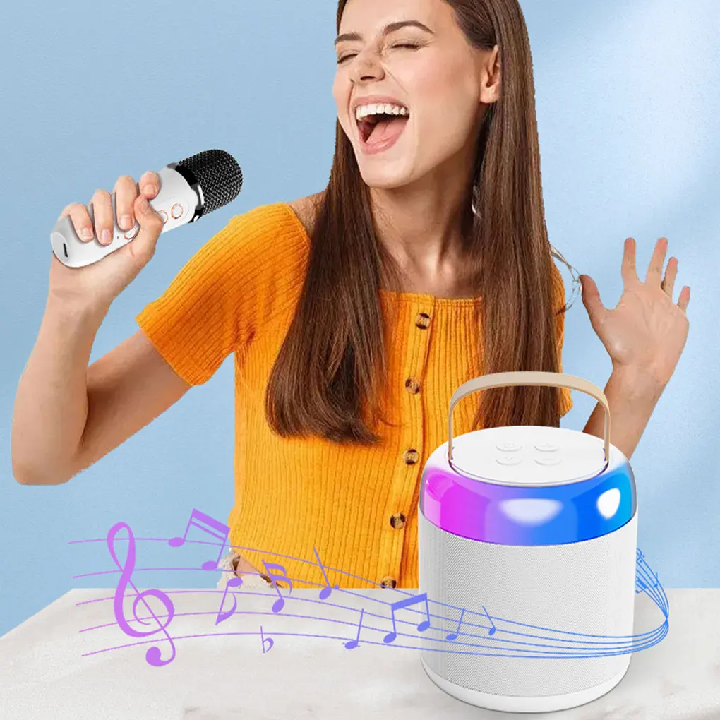 Easy To Multi-function Karaokes For Home Entertainment High-fidelity Sound ABS Wide Applications 2microphone white