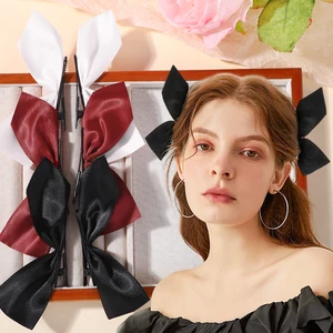 2pcs Hitam Putih Pita Rambut Busur Klip Vintage Ikatan Simpul Sisi Jepit Rambut Gadis Lucu Jepit Rambut Bulang Aksesoris Rambut untuk Wanita 10 jepit rambut hitam terlaris - №
