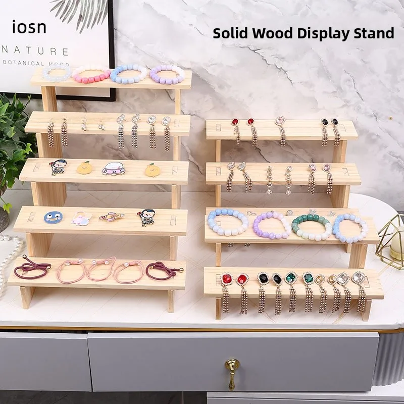 

Real Wood Step Jewelry Display Stand Accories owcase Storage Ra Multi-layer Home Display elf Adult Model owcase