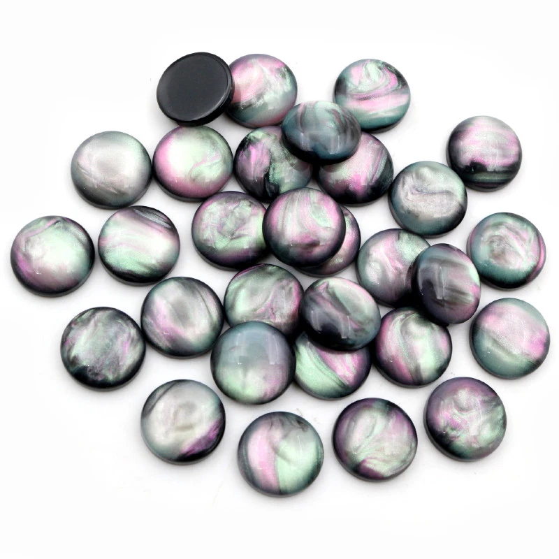 40pcs 8mm 10mm 12mm Round Resin Cabochons Cameo Black White Color Flat Back DIY Jewelry Making Accessories for Necklace Earrings