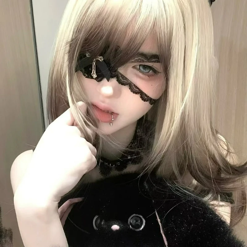 1/2Pcs Halloween Sweet Cool Punk Cross Eye Mask Lolita Dark Gothic Style Lace Bow Cosplay Accessories Women Bowknot Eye Mask