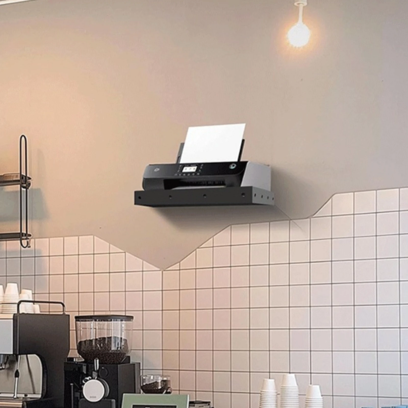 Wall Mount Printer Tray Space-Saving Printer Tray with Cable Routing Hole POS Device Holder Sturdy Compact