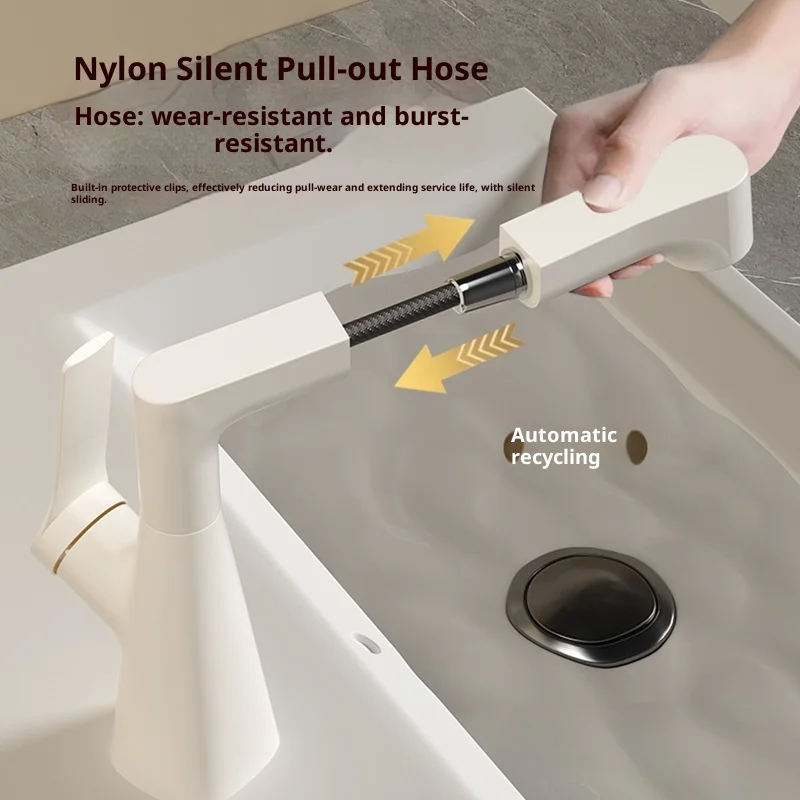 

Выдвижной смеситель для ванной, 360° ° Поворотный регулируемый по высоте смеситель для раковины с 2 режимами подачи воды, подъемный кран для ванной комнаты