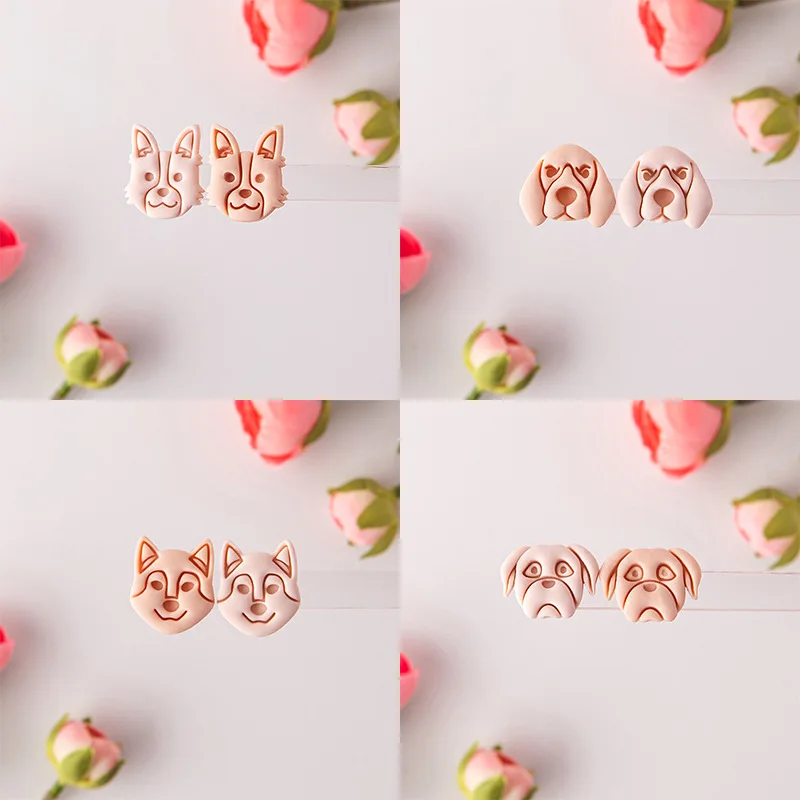 18 Types Dogs Breeds Polymer Clay Cutters Puppy Labrador Doberman Pinscher Bulldog Earrings Cutter for Jewellery Handmade Tools