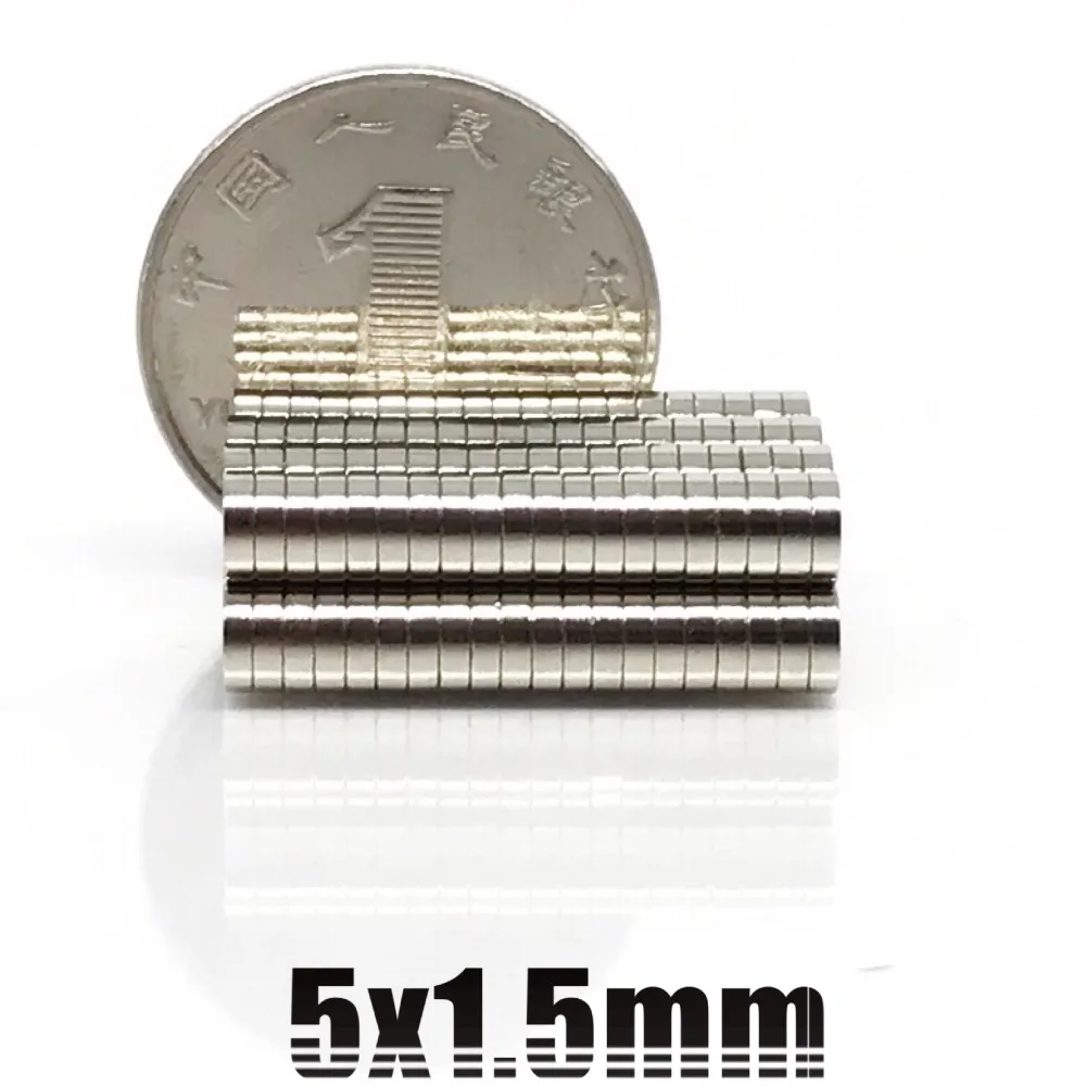 50~2000pcs 5x1.5 Thin Neodymium Magnet 5*1.5mm Permanent Small Round Magnet 5mm x 1.5mm Powerful Strong Magnets Disc 5*1.5 mm