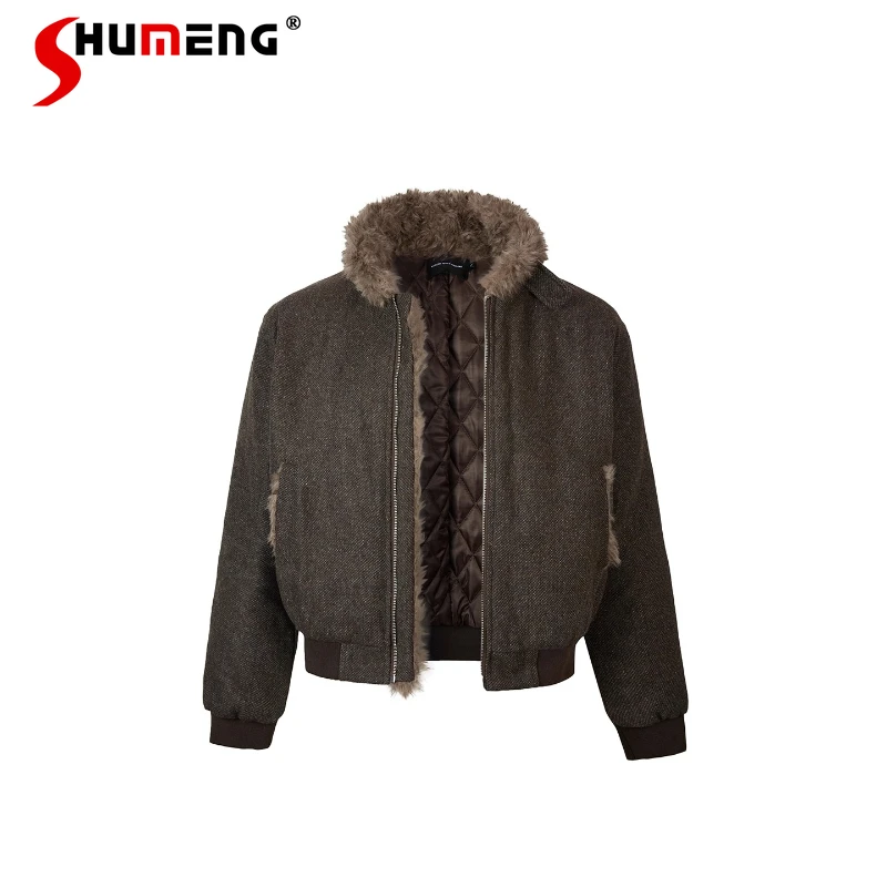 

Модные ретро парки с воротником-стойкой для мужчин и женщин, зима 2025, новые модные утолщенные теплые пальто для пар, стильные парки на молнии с длинными рукавами