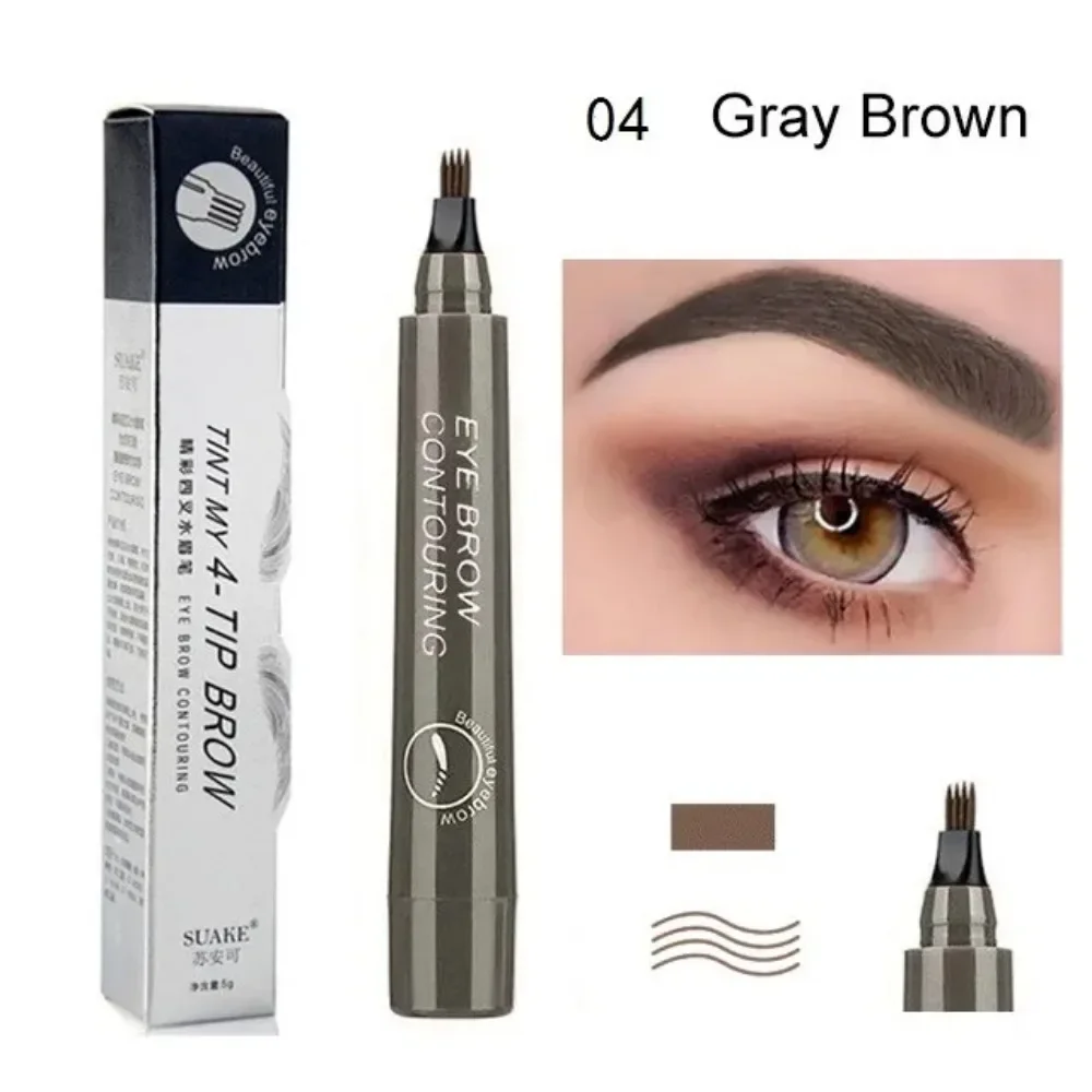 Crayons à sourcils pour femmes, stylo à sourcils liquide, maquillage longue durée, cosmétique, vente en gros, 4 points