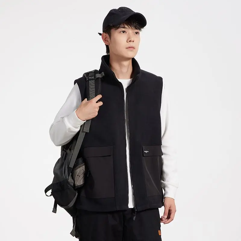 الرجال الخريف الشتاء سترة صوف 2025 العصرية بلون البلوز صدرية عادية الدافئة لا كم ملابس خارجية لارتداء اليومي #1