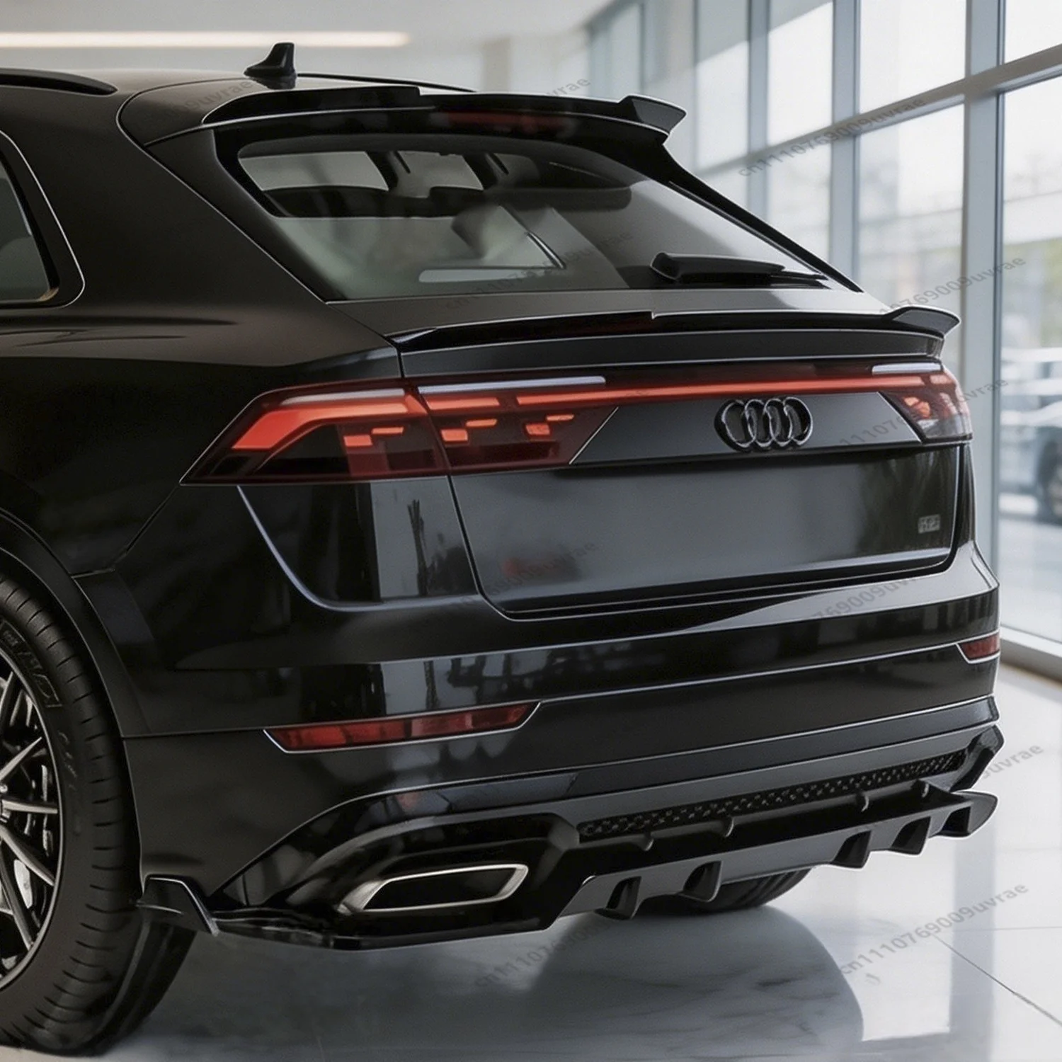 Gloss Black ABS Rear Bumper Valance Diffuser&Splitters For AUDI Q8 S-line 2024-2026 Facelift BodykitsTuning