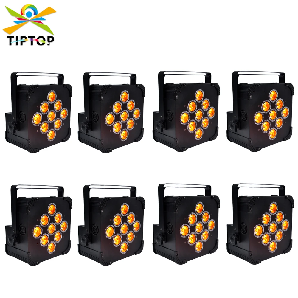 

8xlot 9x1 8 Вт беспроводной DMX512 аккумулятор RGBWA UV 6 цветов Led Flat Par высококачественный пульт дистанционного управления DMX 512 тонкий светодиодный светильник 90-240 В
