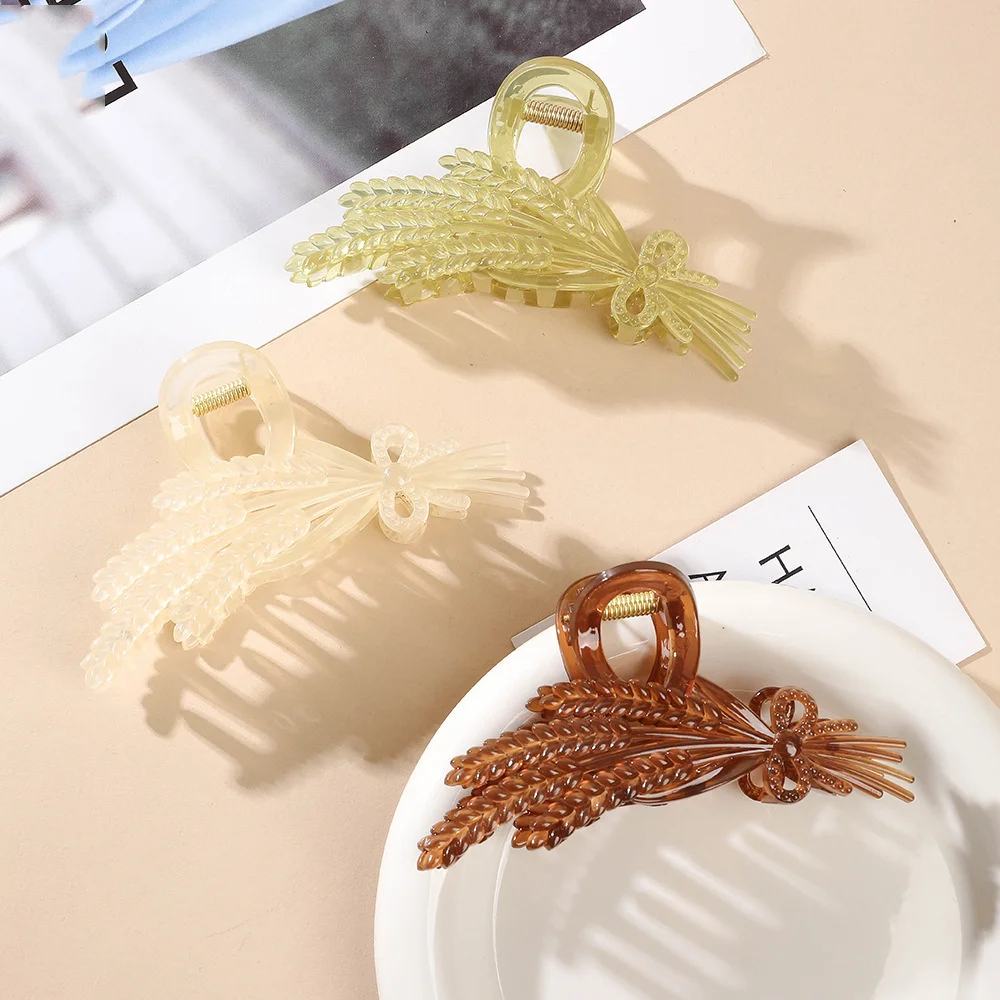 Woman Large Plastic Wheat Hair Claw Design Acrylic Hair Clips Barrettes Girl Washing Face Hairpin Headwear Lady Hair Accessories