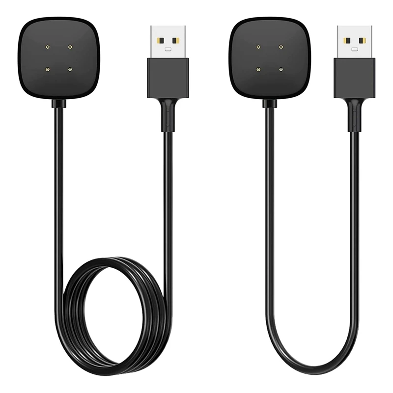 2-Pack Charger Cable Replacement USB Charging Cradle Dock Stand Cable For Smart Watch Sense/Versa 3(3.3 Ft/1.0Ft)