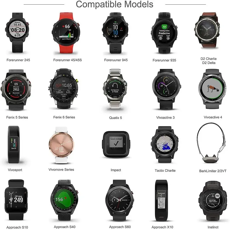 Pengisi daya untuk Garmin Forerunner 45 55 245 255 265 745 945 955, Vivoactive 3 4S, Venu 2 2S Plus,Fenix 7 7S 7X 6 5 kabel pengisian daya