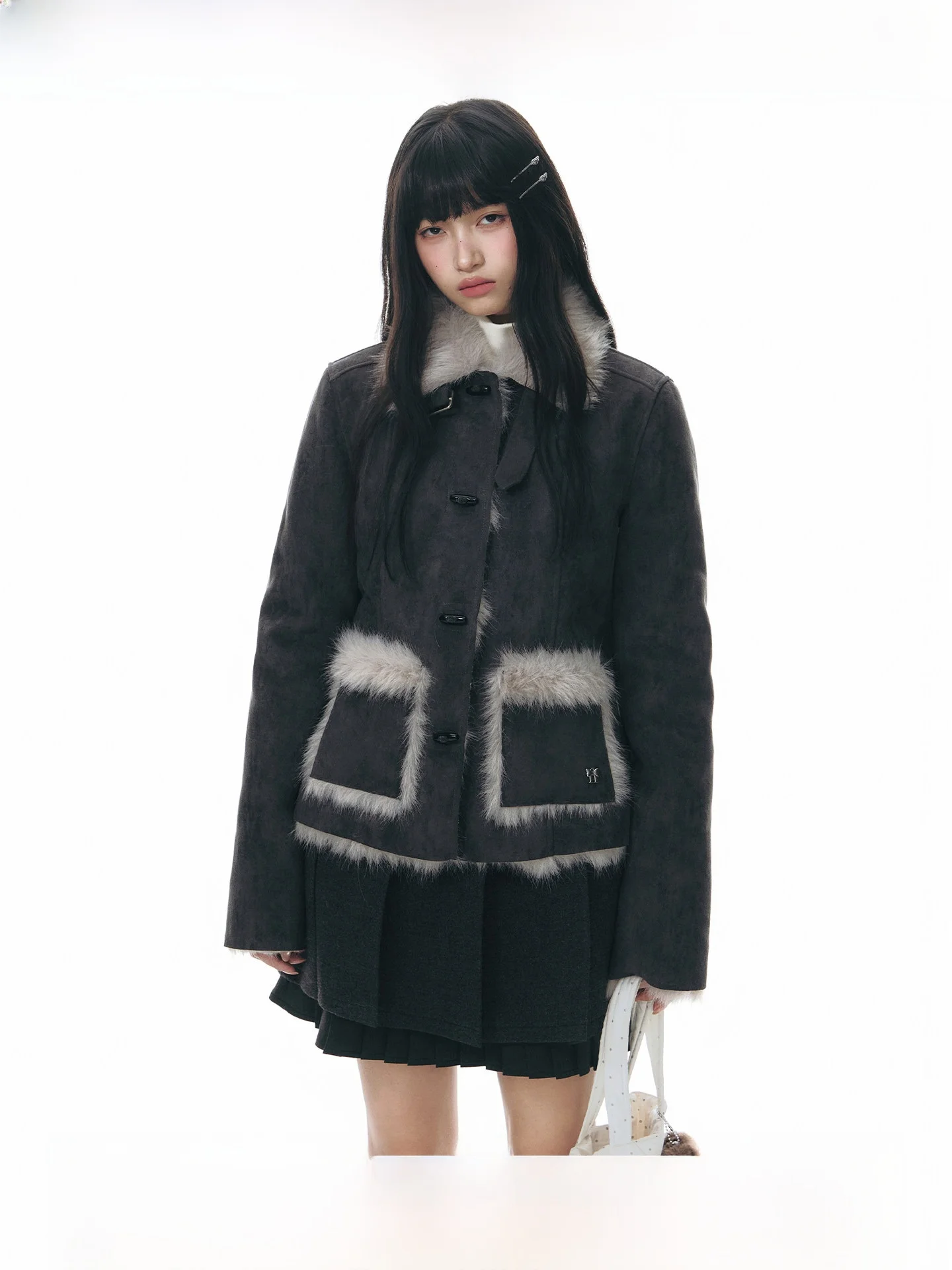 

Женское пальто NAPSNAPS из искусственного меха, теплое, приталенное, с воротником, длинный рукав, хлопковая одежда для зимнего сезона, новинка