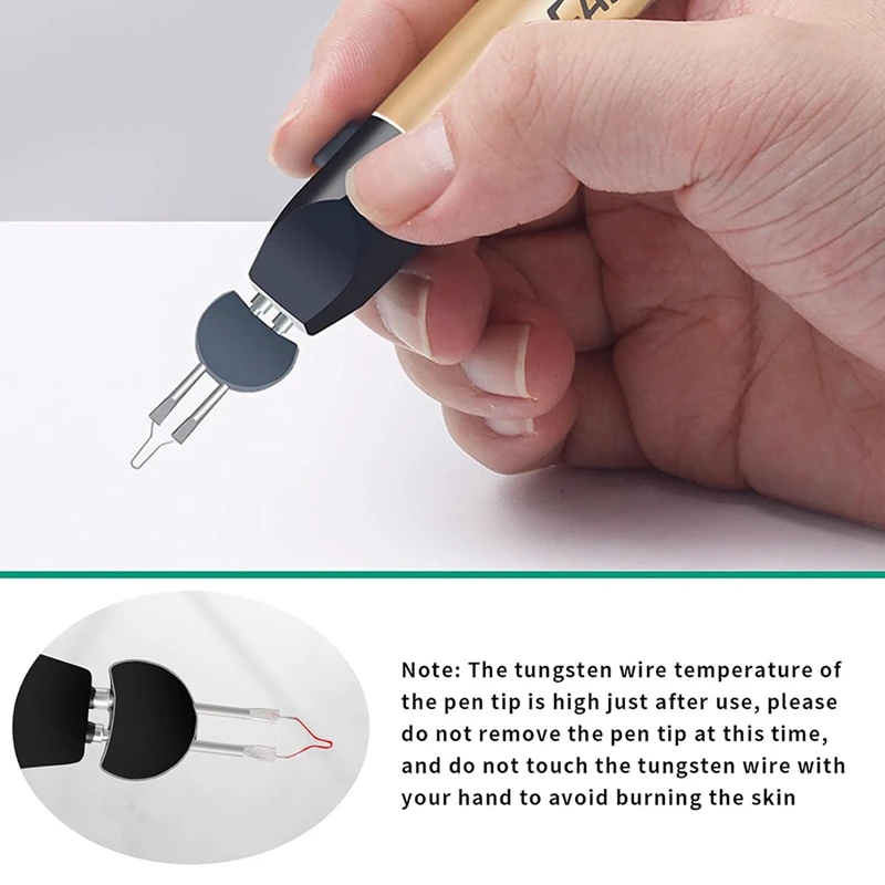 AT19-Thread Burner, Battery Operated Thread Burner Cordless Pen Wax Carving Pen Shaping/Thread Burning Tool With 5 Tips