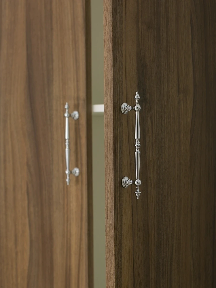 Furniture Wardrobe Handle Shiny Silver Solid Brass Cabinet Door Handles Kitchen Drawer Handle Shoe Cabinet Hardware Handle Knobs