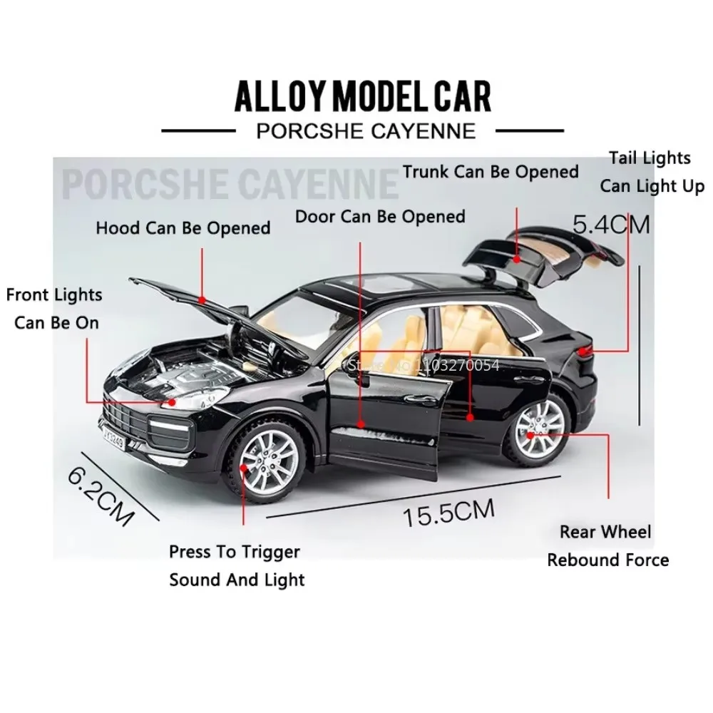 1:32 911 Targa 4S Cayenne Diecasts نموذج سبيكة ألعاب للأولاد سيارة خارقة مصغرة 4 أبواب مفتوحة مقتنيات المركبات لهدايا ألعاب الأطفال #3