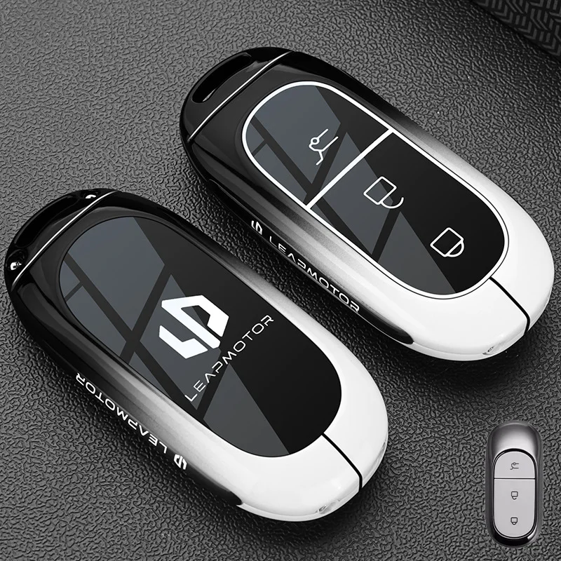 Auto-Schlüsselhülle aus Zinklegierung und TPU mit NFC-Kartenfach und Kette für Leapmotor C16 C11 C10 C01 B10 T03 S01 – Autozubehör und Styling