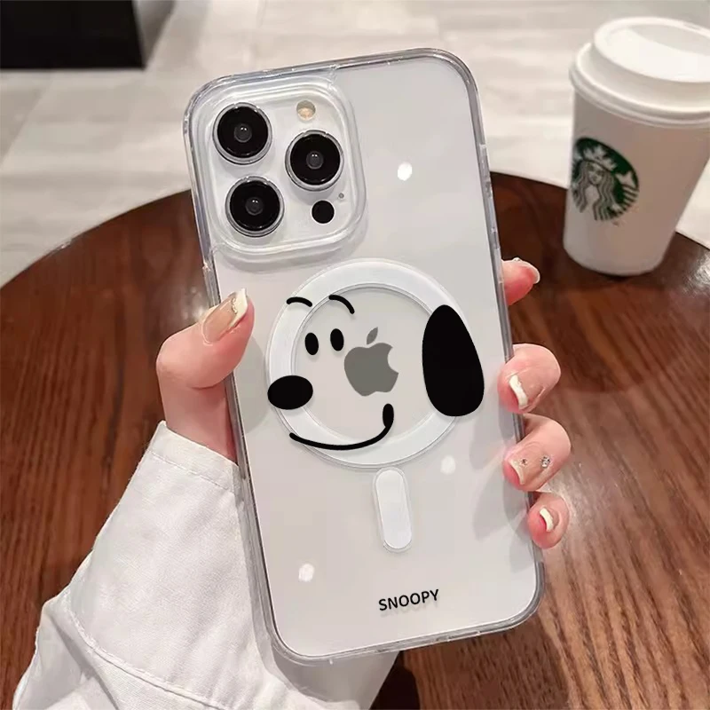 Snoopy Dog Cute Cartoon Anime With Magsafe Case For iPhone 16 15 14 13 12 11 Pro Max Magnetic Compatible Hard Shell Cover image 5