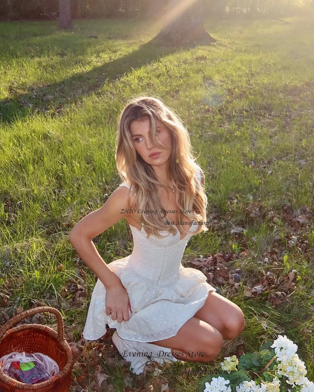 ZHIO Sexy Chiffon Deep V-Neck Mini Wedding Dress Photo Shoot A Line Sleeveless Cut-Out Short Prom Cocktail Dress Customized