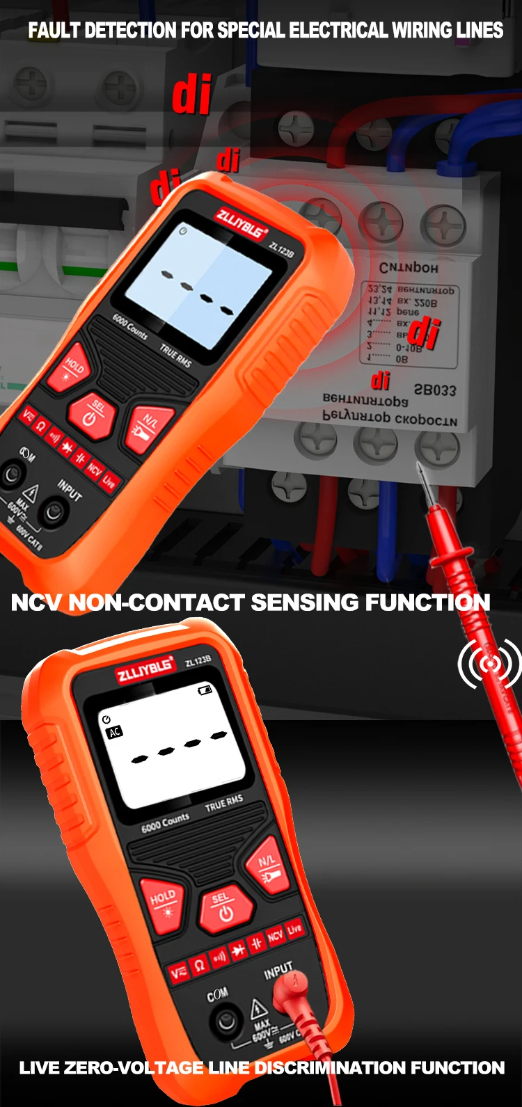Mini Digital Multimeter Smart Elektriker Tester Für DC/AC Spannung Kapazität Ohm Hz NCV Professionelle Multitester – Detail 7