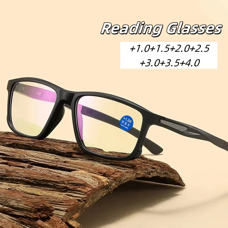 

New Reading Glasses Men Anti Blue Presbyopic Eyeglasses Anti Fatigue Computer Eyewear Ultra Light Far Sight Goggle To +4.0