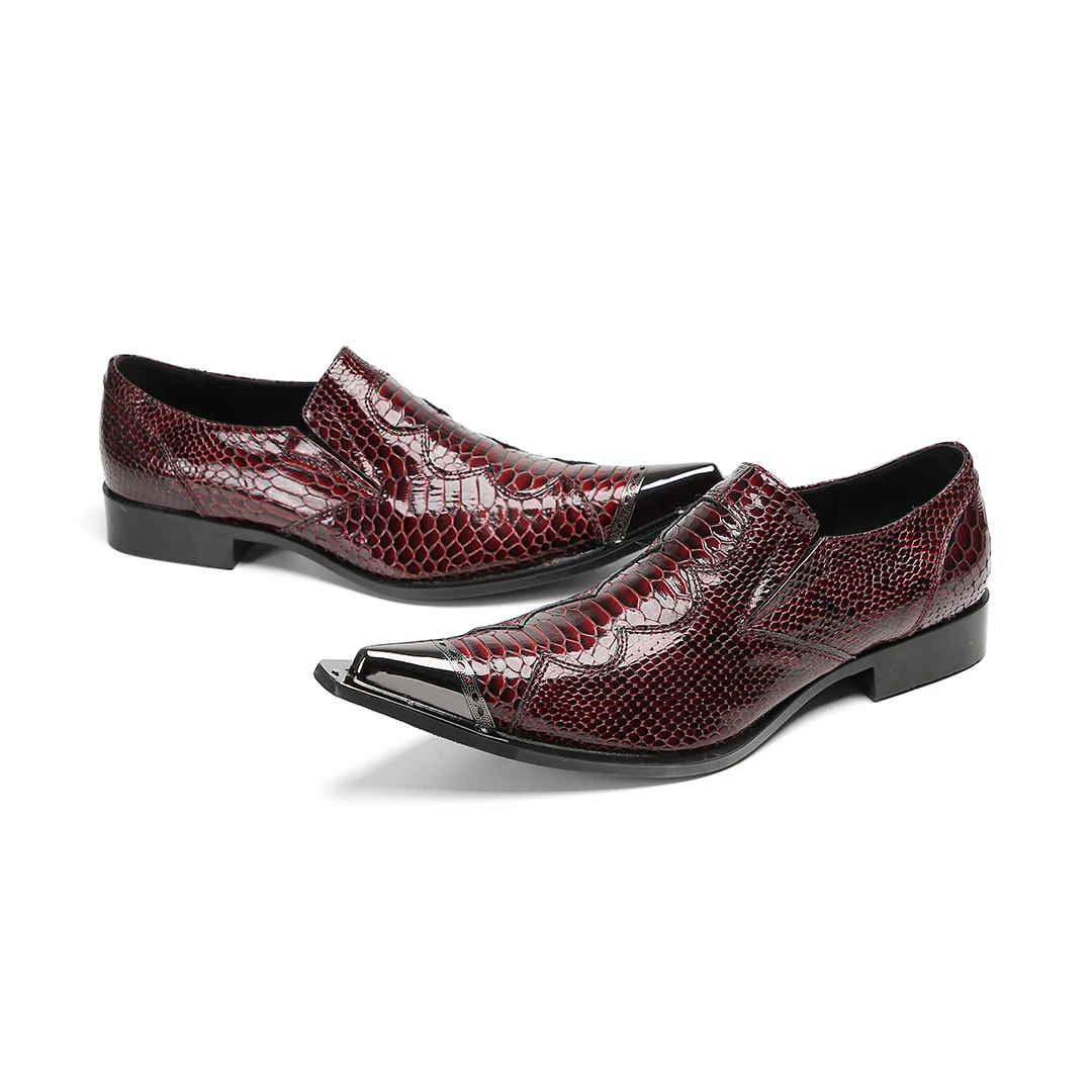 

Fashion Genuine Leather Men Shoes Plus Size Footwear Metal Pointed Toe Business Office Formal Shoes Party Male Dress Shoes