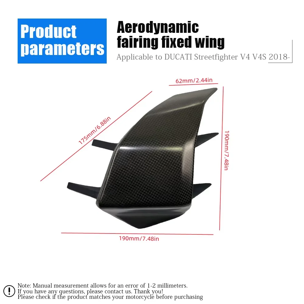Carbon Fiber Motorcycle Fixed Wing For Ducati Street Fighter V4 V4S V4R 2018-2022 Retrofit GP Radiator Fairing Flap Spoiler
