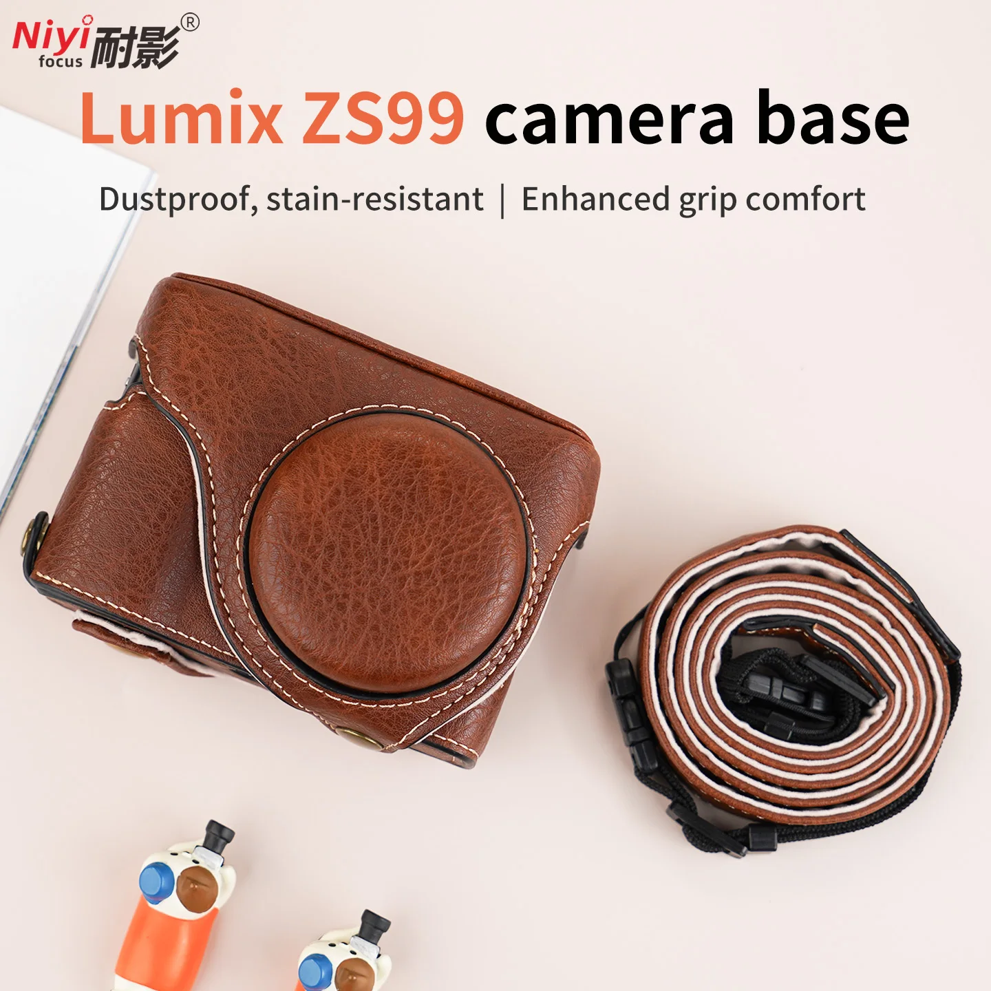 

Camera Case Deluxe leather case for Panasonic Lumix ZS99 Camera Protective Cover with camera strap Retro style Anti-pollution