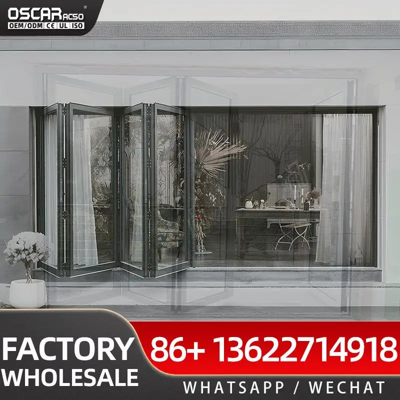 

Modern Exterior Balcony Bifold Doors Thermal Break Double Glazing Interior Bi Folding Aluminum Folding Glass Door for Home Offic