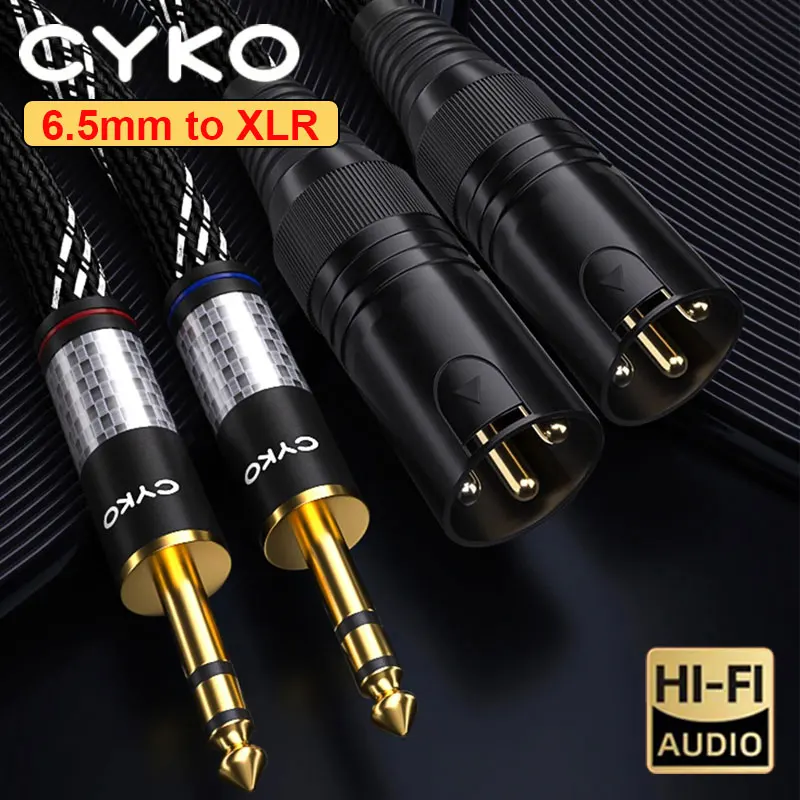 CYKO Audio Cable HiFi 6.5mm To XLR Cables Double-layer Screen 6N OFC 6.35mm To XLR Male To Male for Microphone Amplifier