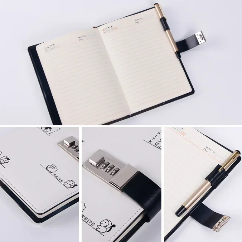 Lock Diary Faux Leather PU Password Book Business Notepad Constellation Notebook Pupil Cute Cartoon Writing Pads Stationery