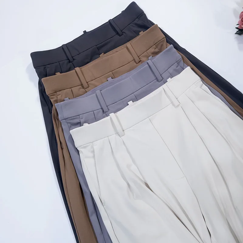 Womens Sports Wide Leg Pants New Lightweight Breathable Comfort  Tummy Control High Waist Office Trousers with Draping