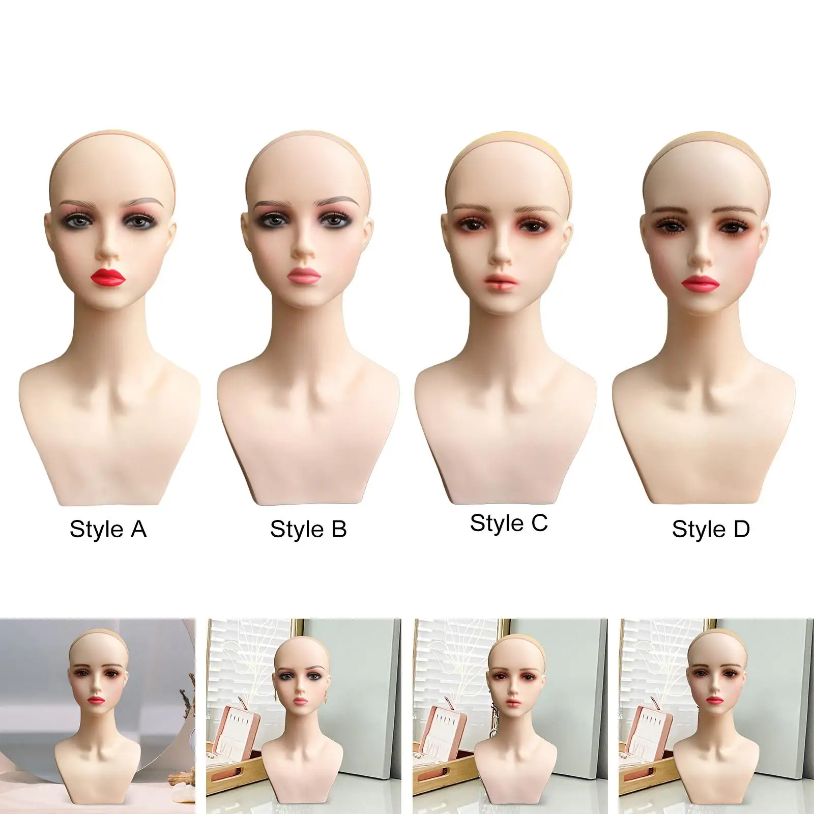 Female Mannequin Head for Hairpieces Necklace Wigs Displaying Making Styling