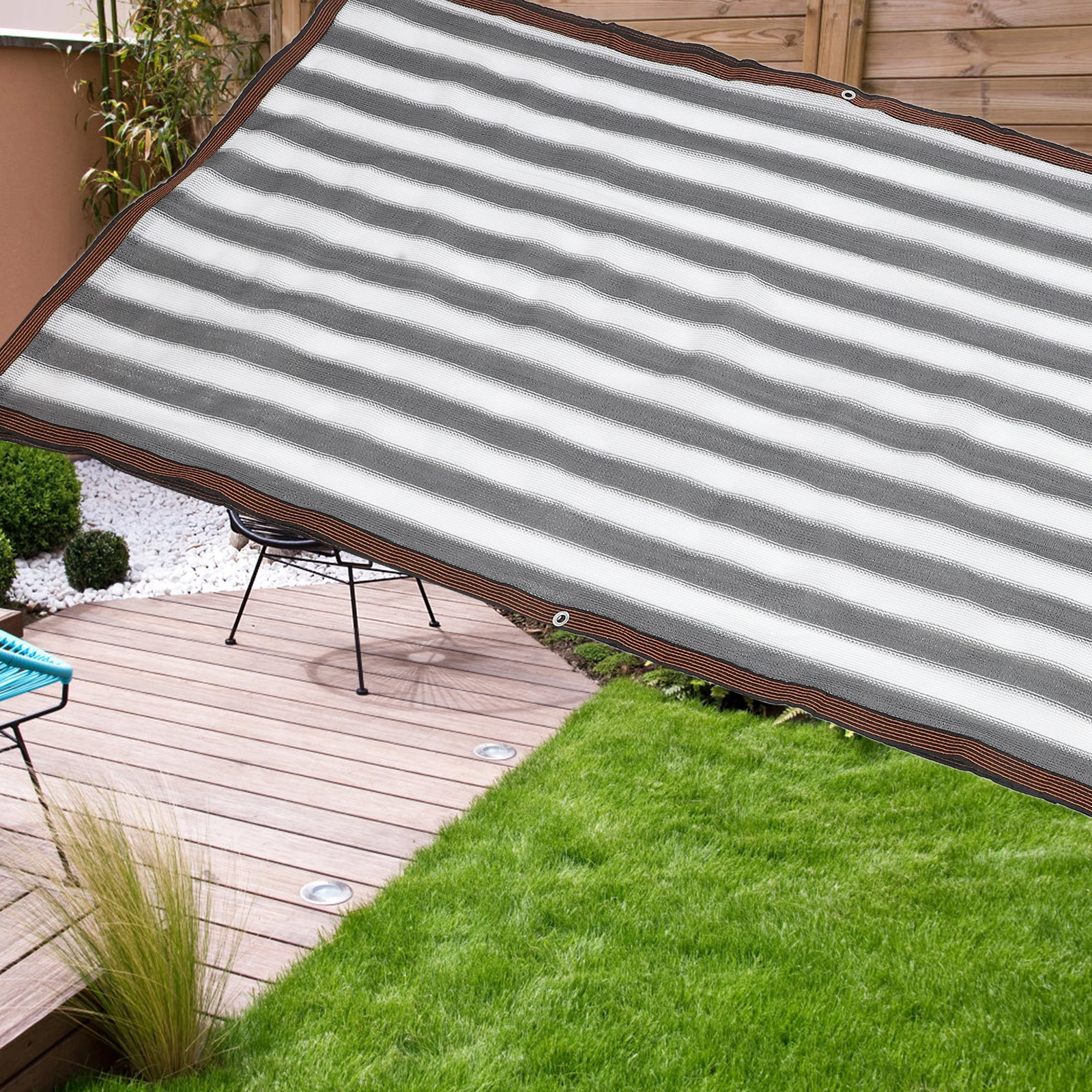 

1pc Gray Privacy Screen Balcony Sun Shade Cloth Breathable Fabric Outdoor Deck Mesh Shielding Sunlight Apartment Fence Covering