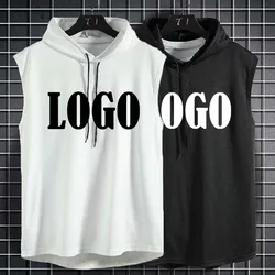 Customized New Fashion Moto Biker Hooded Mens Tank Tops Joggers Summer T Shirt Men Sleeveless Top Top Mens Clothes S-3XL