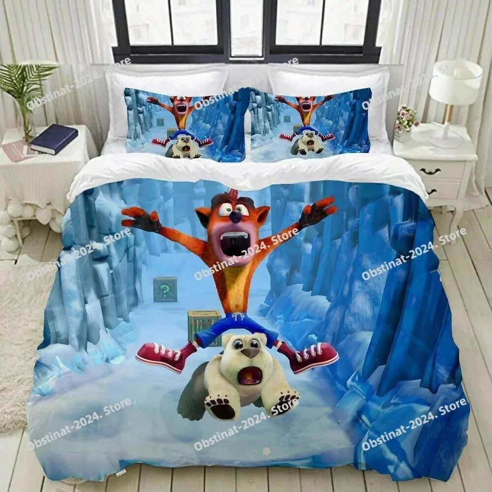 3D Classic Game Crash Bandicoot Bedding Set Printed single Comforter Quilt Duvet Cover Pillow Case 3 Pieces Sets Kids Adult Size