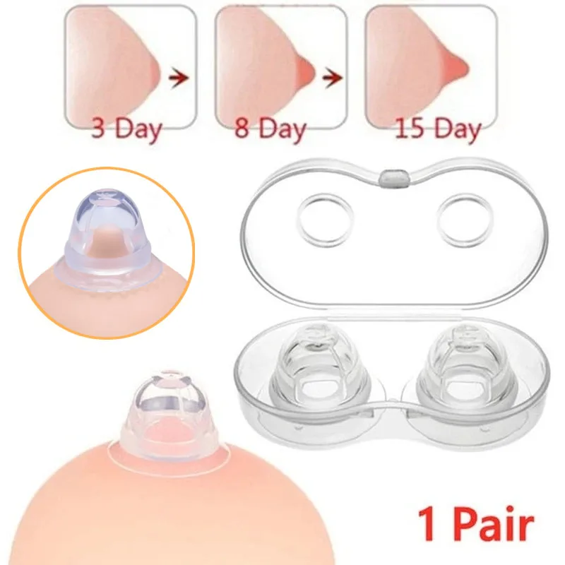 1Pair Silicone Nipple Aspirator Breast Shield Sucker Puller Nipple Correction Protector Treatment Redress Sex Toys For Women