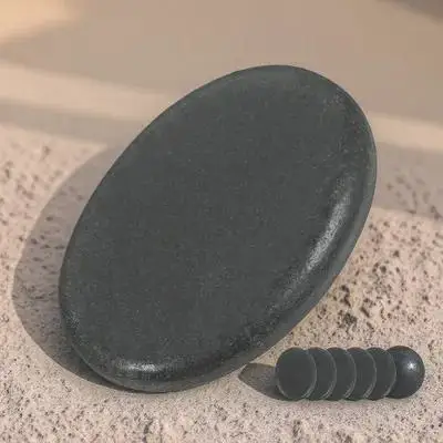 

6pcs Natural Volcanic Hot Massage Stones for Spa Stone Set Flat Side 7 Size Healing Therapy Relaxation Gift