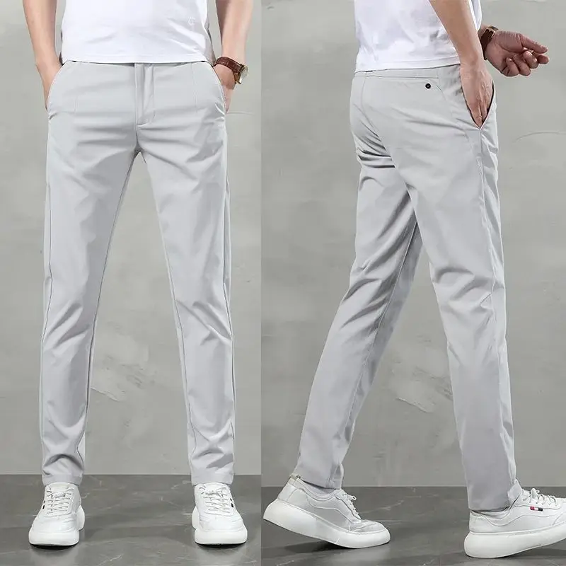 

Spring Summer Men's Slim Straight Casual Pants Lightweight Comfortable Faionable Youthful Sle Eighteen Pants