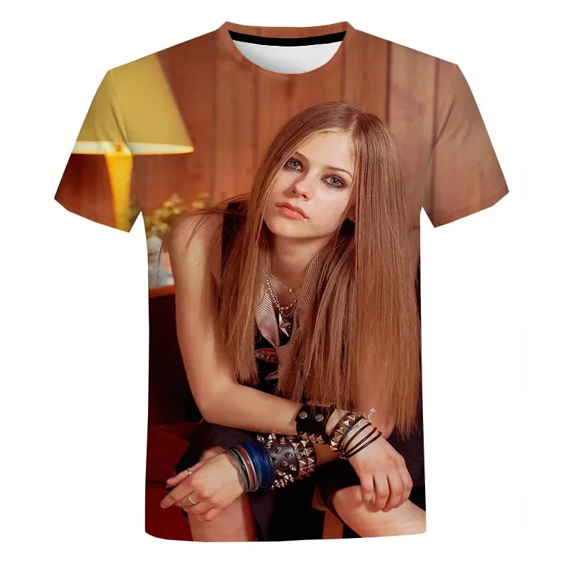 Fashion Casual Singer Avril Lavigne 3D Print T-shirt Personalized Oversized T-shirt Hip-hop Harajuku Street Short Sleeve Tops