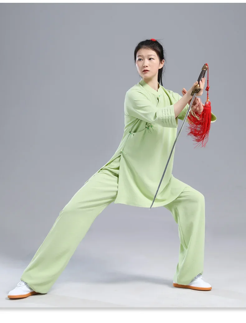 Summer Tai Chi Clothes Wushu Clothing Kung Fu Dress Martial Art Uniform Breathable 2022 New Style Seven Quarter Sleeves