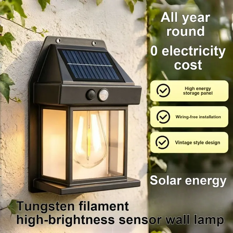 100LED Solar Induction Wall Light Protective Outdoor Four Sides Illumination for Garden Courtyard Home Use