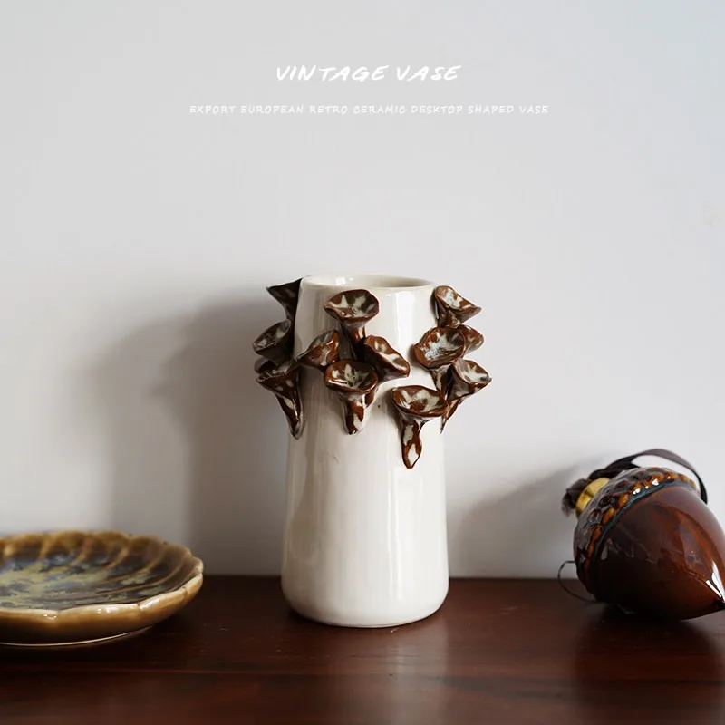 

Nordic Retro Vase Coral Shape Niche Design Ceramic Desktop Vases Home Decoration Flower Living Room Decorations Room Decor