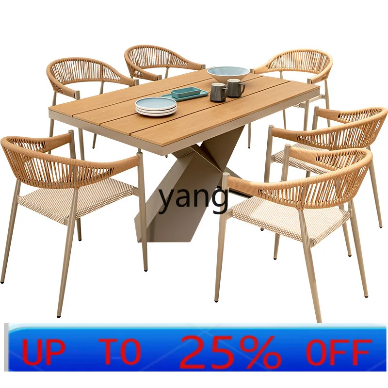 

LTT outdoor rattan chair high-end outdoor table and chair courtyard garden plastic wood table