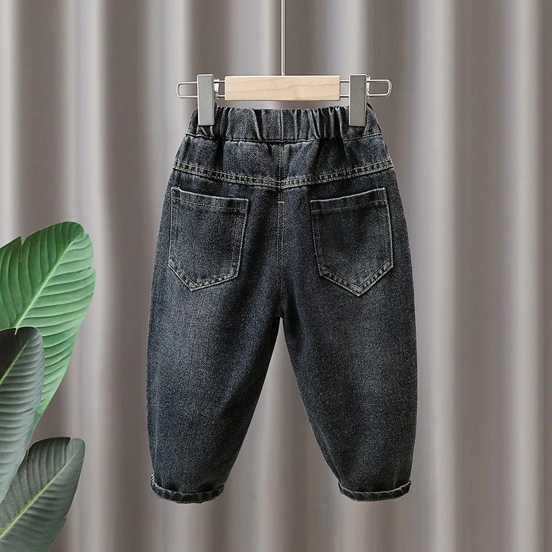 Hot Sale Boys Jeans Casual Children Denim Pants Kids Jeans Boys Ripped Hole Washed Straight Jeans 2-10Years Girls Denim Trousers