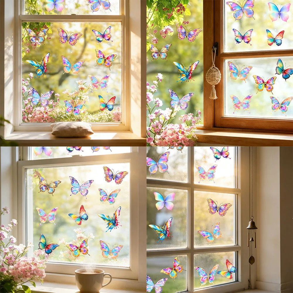 Bunte Schmetterling-Elektrostatische Aufkleber für Glasvitrinen, Türaufkleber, Heim-Hintergrundverschönerung und Dekoration